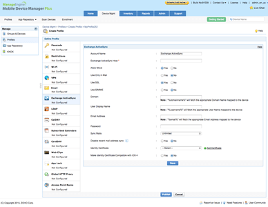 MDM exchange active sync 