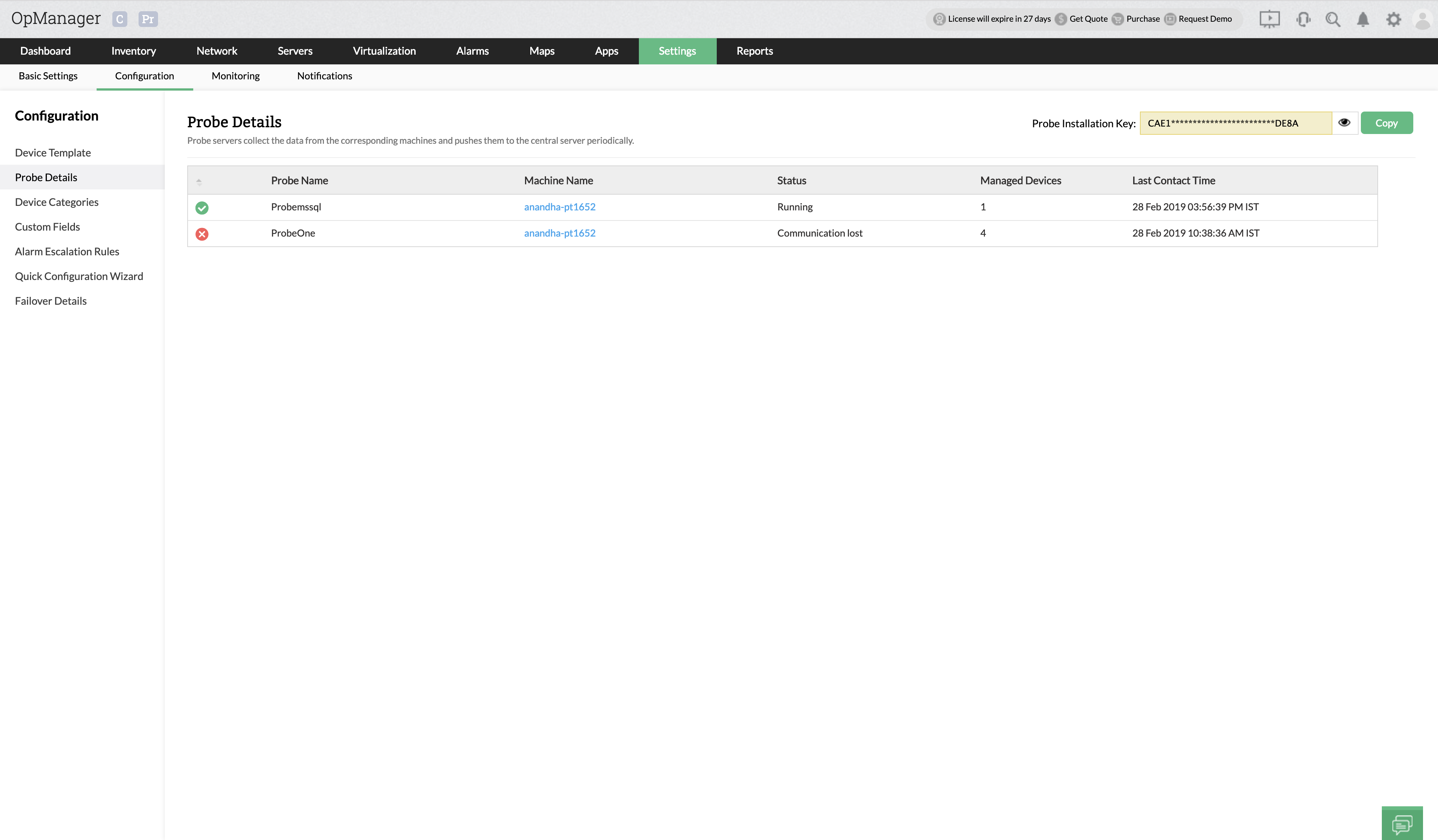 Probe Network Monitoring - ManageEngine OpManager