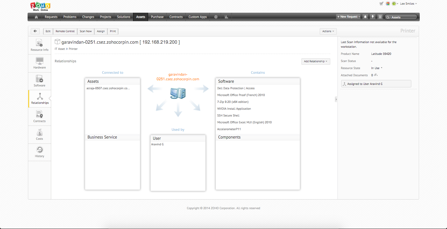 IT asset tracking in ServiceDesk Plus