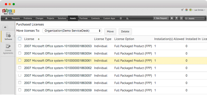 Software license tracking